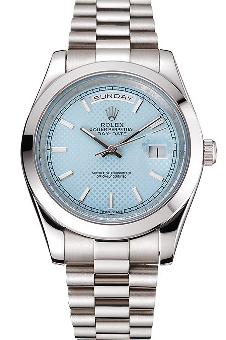 Good copy rolex watches 40 Dial And Steel Bracelet Case Stainless Blue Day Date Rolex Ice 0718